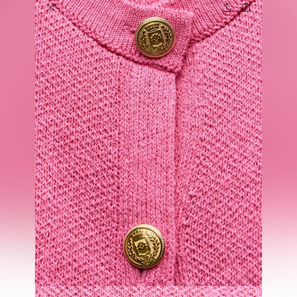 Pink zara cardigan with gold buttons - Picture 7 of 8